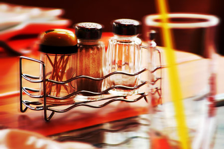 Accessories for eating in restaurant in burn editingの写真素材