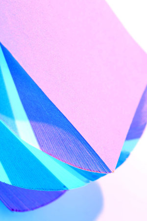 Notes block detail and close-up in color light