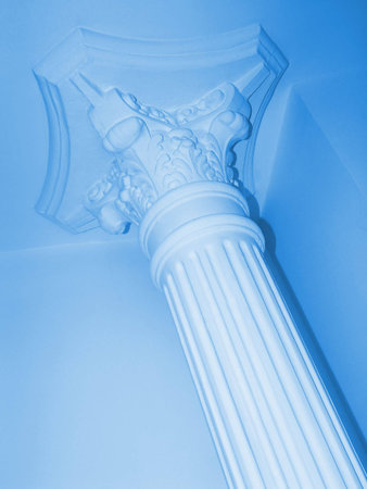Architectural coulumn diagonal shot toned in blue colorの写真素材