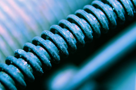 Old rusty spiral close-up as element machineの写真素材