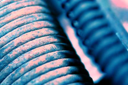 Old rusty spiral close-up as element machineの写真素材