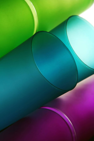 Matted glass set isolated on white backgroundの写真素材