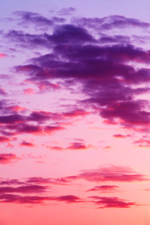 Sunrise on sea in pink red colorsの写真素材