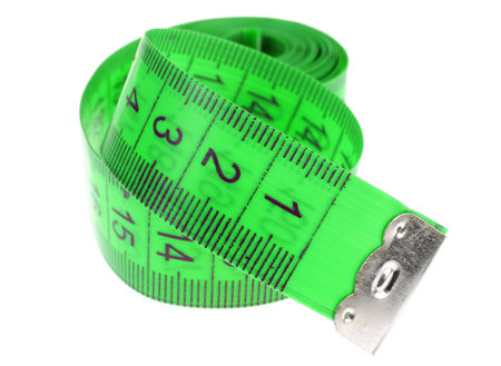 Centimeter tape detail isolated on white background