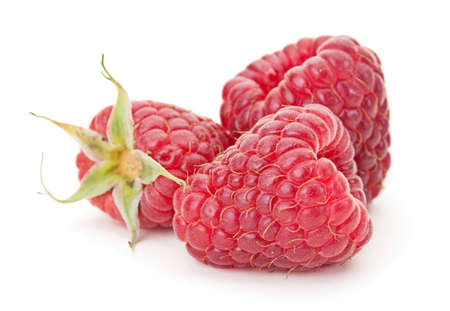 Sweet raspberry fruit closeup isolated on white background