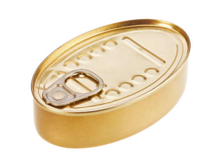 Metal can for presered food on white backgroundの写真素材