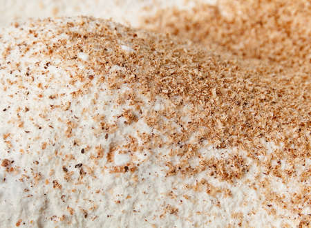 Preparing food flour and grated nutmegの写真素材