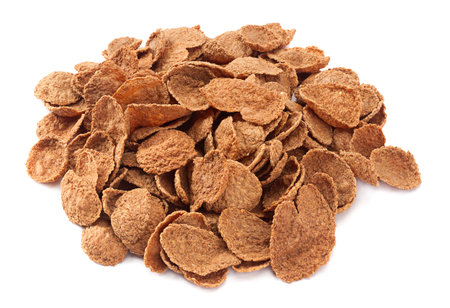 Buckwheat-wheat flakes snack isolated on white background
