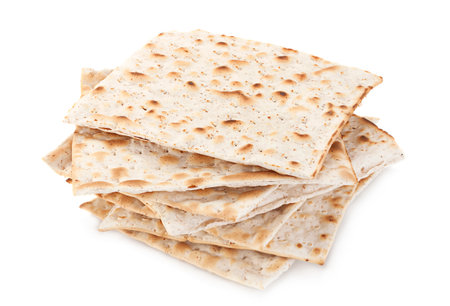 Matzo traditional jewish bread isolated on white