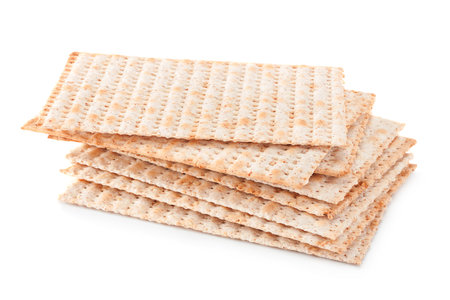 Matzo traditional jewish bread isolated on white