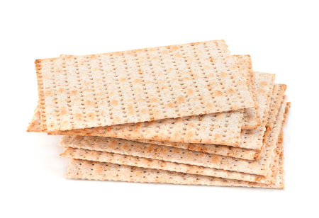 Matzo traditional jewish bread isolated on white