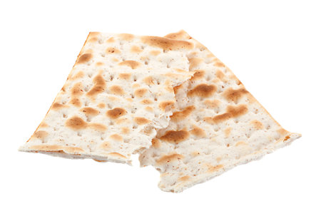 Matzo traditional jewish bread isolated on whiteの写真素材