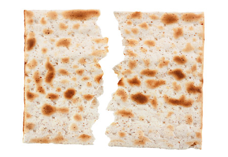 Matzo traditional jewish bread isolated on whiteの写真素材