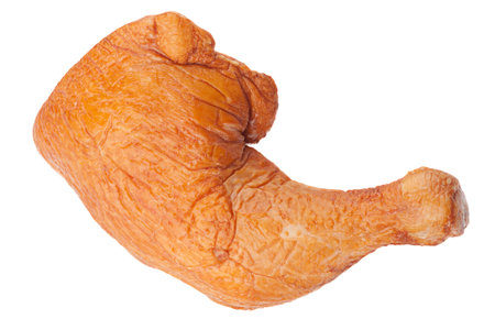 Smoked chicken leg isolated on white backgroundの写真素材