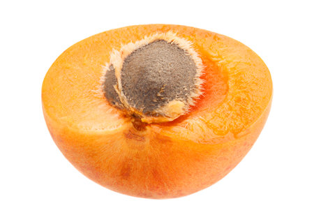 Apricot fruit closeup isolated on white backgroundの写真素材