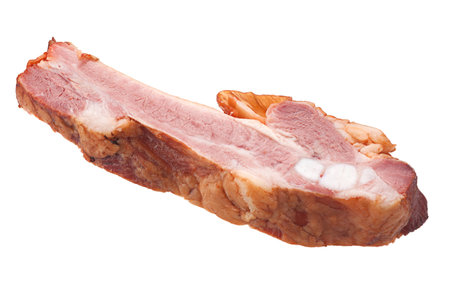 Smoked pork ribs isolated on white backgroundの写真素材