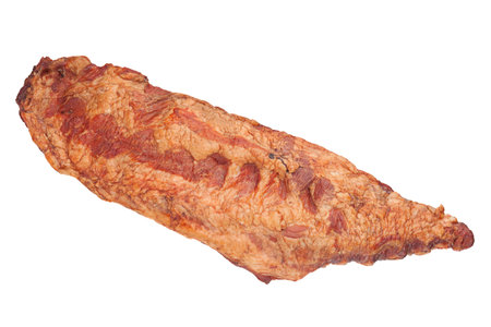 Smoked pork ribs isolated on white backgroundの写真素材