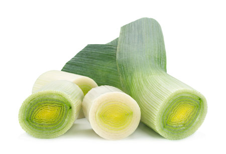 Leek vegetable closeup isolated on white background