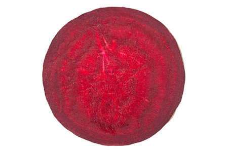 Long beet root vegetable closeup isolated on whiteの写真素材