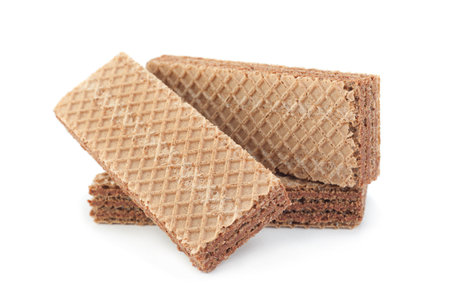 Brown wafers stick isolated on white backgroundの写真素材