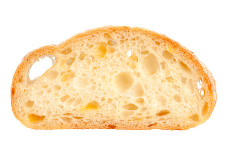 Chiabata bread bun with cheese on white