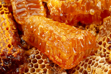 Honeycomb slice closeup texture detail horizontal