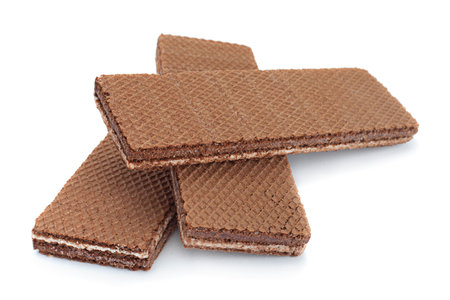 Brown wafer closeup isolated on whiteの写真素材