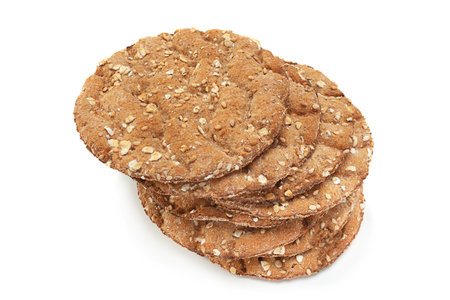 Whole grain rye crispbread isolated on white