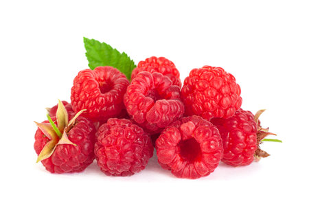 Raspberry fruit closeup isolated on white background