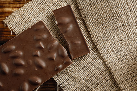 Dark Chocolate on gray background