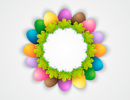 Happy easter eggs with light background Vector Frameのイラスト素材