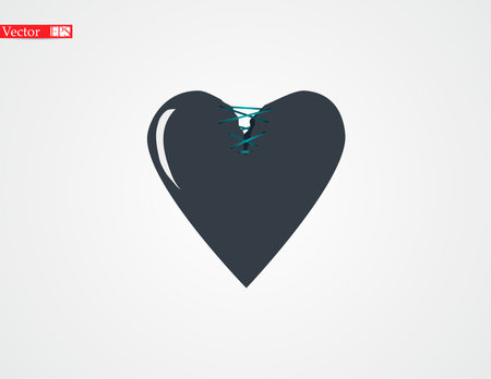Icons in the shape of a heart. Valentine's Day invitation in heart form on dark background. Vector illustration.のイラスト素材