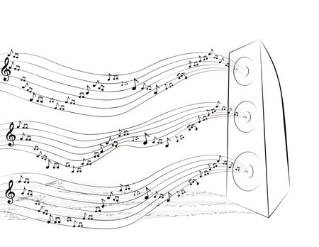 Music notes and shadow.Abstract musical background. Vector illustration.Mensural musical notation.Black notes symbols.Note value.Music staff.のイラスト素材