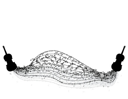 Music notes and shadow.Abstract musical background. Vector illustration.Mensural musical notation.Black notes symbols.Note value.Music staff.のイラスト素材