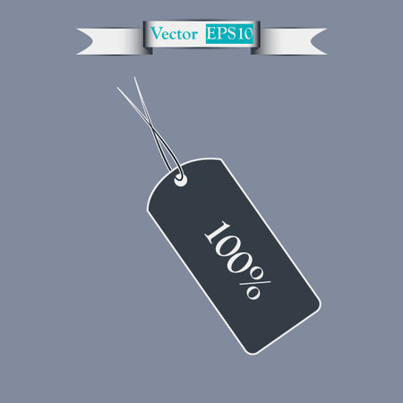 100% OFF tag icon, vector illustration. Flat design styleのイラスト素材