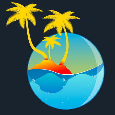 Islands with palm trees in the sea, for designのイラスト素材