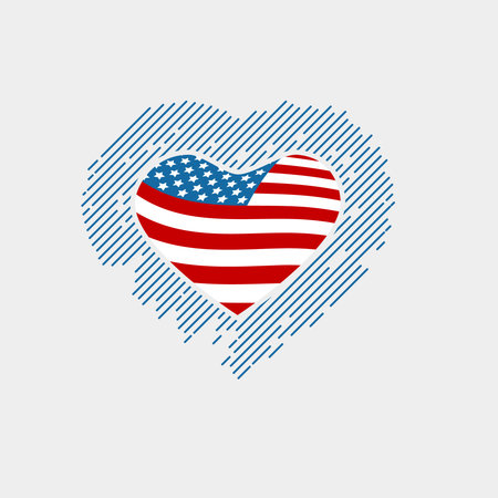 Happy independence day USA, Heart and Flagのイラスト素材