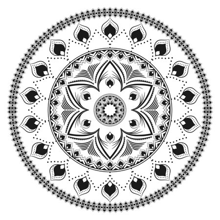 Decorative pattern mandala. Oriental round symmetrical ornament.Mandalaのイラスト素材
