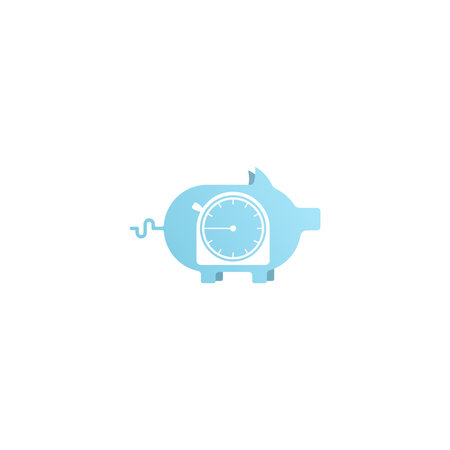 Vector illustration of a clock in the shape of a pigのイラスト素材