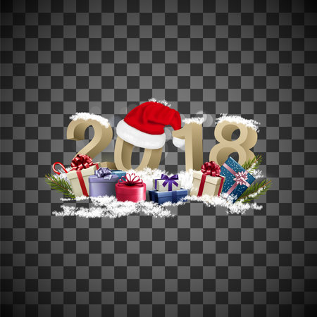 Happy new year background with a 2018 and a gift boxes. Vector.のイラスト素材