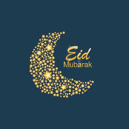 Greeting card template Islamic vector design for Eid Mubarak. Translation of text, Eid Mubarak blessed festival.のイラスト素材