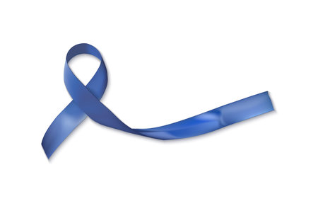 Colorectal, Colon cancer, Acute Respiratory Distress Syndrome ARDS , and Tuberous Sclerosis awareness symbolic with dark blue ribbon with dark blue ribbon on white backgroundのイラスト素材