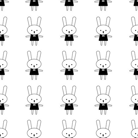 Cute Rabbit seamless pattern background. Vector flat cute polka dots template, simple minimal illustration. fabric and paper designのイラスト素材