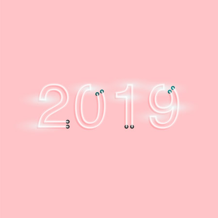 2019 Happy New Year or Christmas background creative design for your greetings card, flyers, invitation, posters, brochure, banners, calendarのイラスト素材
