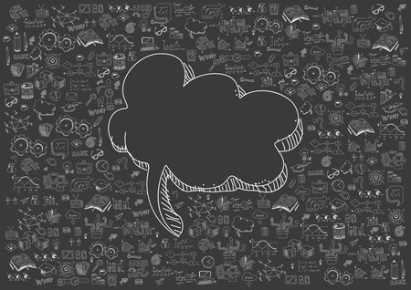 Concept of education. School background with hand drawn school suppliesのイラスト素材