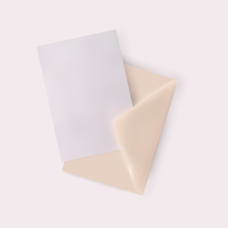 Wedding concept. Merry Christmas concept. Wedding Invitation, envelopes, cards Papers on on a light backgroundのイラスト素材