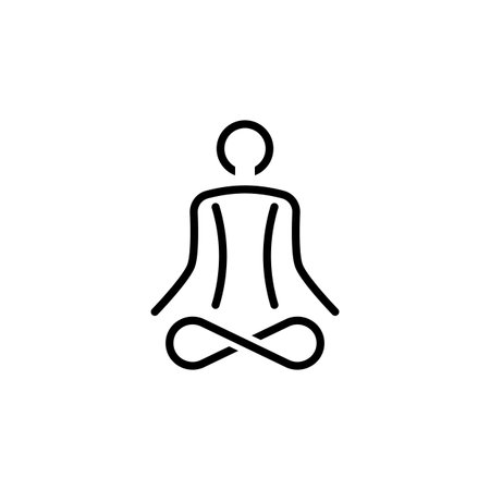 Outline yoga logo - illustration, emblem design on gradient backgroundのイラスト素材