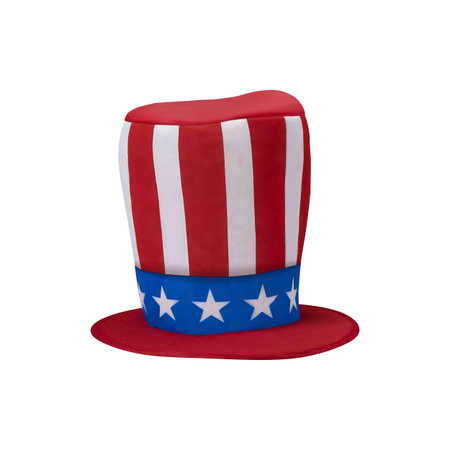 United States of America USA Flag and hat with Fireworks Background For 4th of July. Celebrating Independence Day. Eps10 vector illustration. - Vector illustrationのイラスト素材