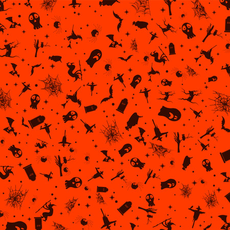 Halloween card with square frame and flat holiday icons. Vector illustration. - Vector illustrationのイラスト素材