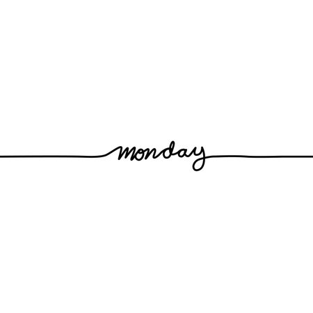 Monday, day of the week in a continuous line, on a white background. - Vector illustrationのイラスト素材